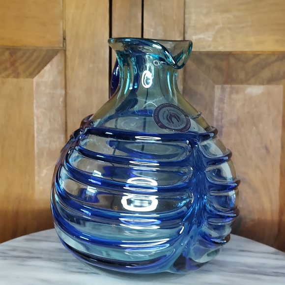 Recycled Glass Pitcher Blue - Picture 13 of 14